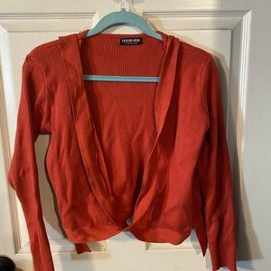 Long sleeve cropped wrap sweater